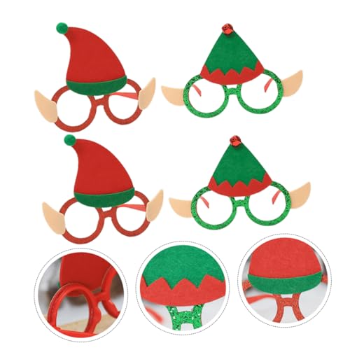 WATIIFUFU 4 Stück Elfenbrille Weihnachtsbrillengestell Neuheit Weihnachtsbrille lustige weihnachtsbrille Arbrillen Kinderbrille kinder ferngläser kinderferngläser Partybrillen Vlies von WATIIFUFU