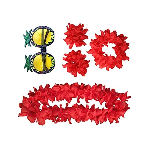 WATIIFUFU 5 Stück Hawaii-ananas-brillen Party-dekoration Lustige Brillen Blumengirlande Kopfschmuck Armband Für Cosplay-auftritt von WATIIFUFU