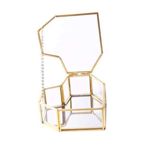 WATIIFUFU Box Aus Glas Schmuckschatulle Goldbesatz Klarer Schmuckhalter Schmuck Organizer Hochzeitszeremonie Dekorationen Schmuckständer Masse Ohrringe Hochzeitsdekoration von WATIIFUFU