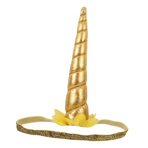 WATIIFUFU Einhorn-stirnband Tierisches Haarband Lustiges Stirnband Einhorn-horn-stirnband Einhorn-kopfbedeckung Einhorn-kopfschmuck Einhorn Stirnband Einhorn-horn-cosplay Plastik Golden von WATIIFUFU