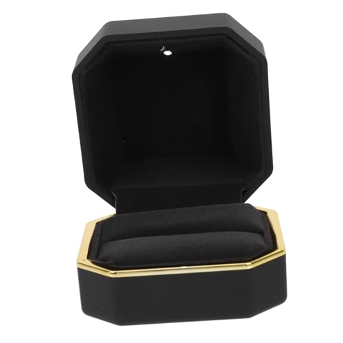 WATIIFUFU Kasten Box Für Verlobungsringe Led-leuchtringgehäuse Ringboxen Led-ringgehäuse Led-beleuchtung Schmuckschatulle Ringständer Weißer Schmuck Led-ständer Weißer Ring Gummifarbe Black von WATIIFUFU