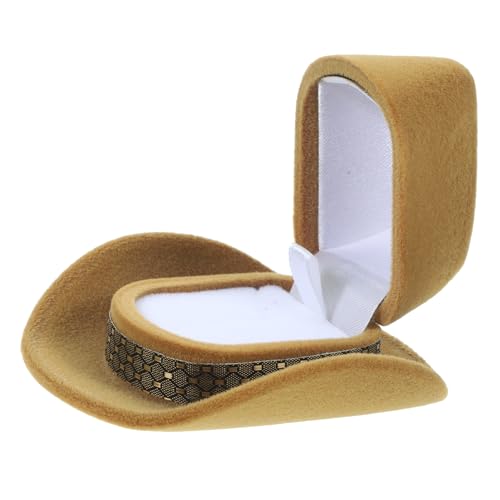 WATIIFUFU Schmuck Geschenkbox in Cowboy Hut Form Ringverpackungsbox Für Ringe Kreative Schmuckschatulle Display Halter Für Schmuck Ideales Für Western Fans von WATIIFUFU