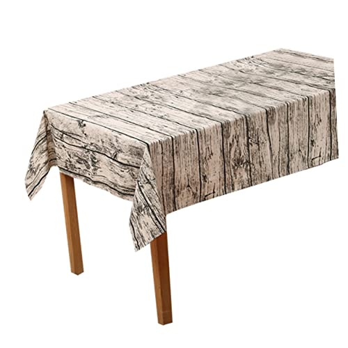 WATIIFUFU Vintage Holzmaserung Tischdecke Aus Und Leinen Waschbar Rustikales Design Tischdeckenbezug Holzmaserung Ideal Für Den Innen Und Außenbereich von WATIIFUFU