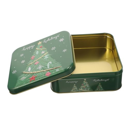 WATIIFUFU Weihnachtsgeschenkbox Weihnachtskeksdosen Feiertags-keksdosen Mini Kekse Blechdose Weihnachtliche Süßigkeitendosen Weihnachtsplätzchendose Leere Weihnachtsdosen Green Weißblech von WATIIFUFU