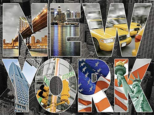 Watyw Diy 5D Diamond Painting Full Drill Groß New York Scenery 3D Runde Strasssteine ​​Diamant Painting Embroidery Landscape ohne Rahmen 30x40cm von WATYW