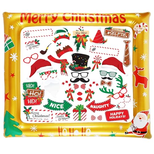 39 Stück Weihnachten Foto Requisiten, fotobox Accessoires Weihnachten mit Aufblasbare Fotorahmen, Weihnachtsfeier Fotorequisiten, weihnachtsparty deko, Party Zubehör, Foto Requisiten (Gold) von WAVATA