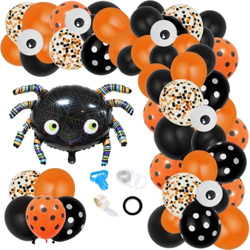 Halloween Ballon Girlande, Halloween Deko, Halloween Luftballon Girlande Kit, Halloween Spinne Luftballon, Halloween Ballon Kürbis, für Halloween Deko Herbstfeste Karneval Geburtstag Party von WAVATA