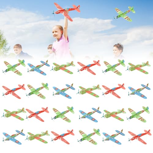 WAVATA 24 Stück Styropor Flugzeuge für Kinder, Flieger Styropor Kinder, Segelflieger Styropor, Gemischten Einzeln Verpackten Gleitflugzeugen Set, Give Aways, Partytüten & Piñata Füller von WAVATA