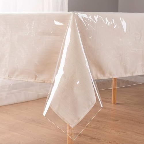 WAVATA PVC Tischdecke Tischfolie Transparent 0.13mm - Glasklar Folie Abwaschbar Wasserdicht Outdoor, Tischschutz Transparent Versch, Ultradünnes Transparentes Tischtuch, (180cm X 140cm) von WAVATA