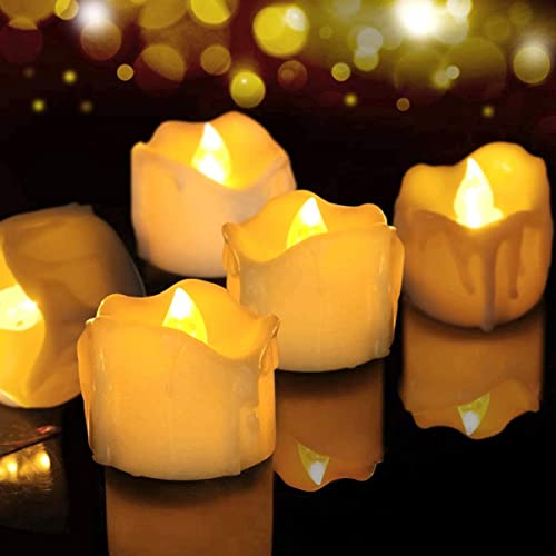 LED Teelichter,12er Set LED Teelichter mit Timer Flammenlose LED Kerzen Batteriebetriebener, echte Flammeneffekt, flackernde LED Tee Lichter,6 Stunden an und 18 Stunden aus für Weihnachten,Party von WAWORIO