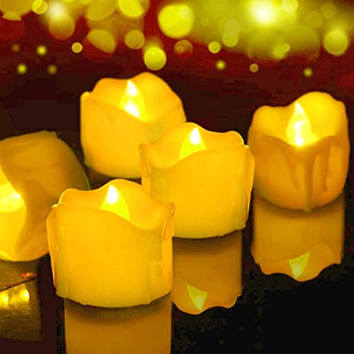 WAWORIO LED Kerzen, 12er Set LED Teelichter mit Timer Flammenlose LED Kerzen Batteriebetriebener, echte Flammeneffekt, flackernde LED Tee Lichter für Weihnachten, Ostern, Hochzeit, Party (Gelb) von WAWORIO