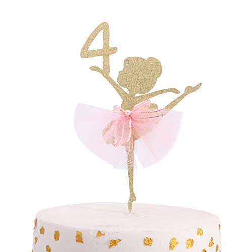 Ballett Kuchen Topper 1 bis 5 Jahre alt - Ballerina, Geburtstag Kuchen Topper, Ballett Geburtstag Party, Tanzen Prinzessin Geburtstag Party Geburtstag Party Kuchen Dekoration, Studio Foto Requisiten (Ballerina 4) von WAWUO