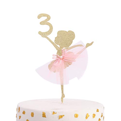 Ballett Kuchen Topper 1 bis 5 Jahre alt - Ballerina, Geburtstag Kuchen Topper, Ballett Geburtstag Party, Tanzen Prinzessin Geburtstag Party Geburtstag Party Kuchen Dekoration, Studio Foto Requisiten (Ballerina 3) von WAWUO