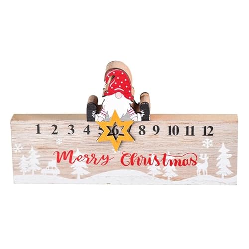 Weihnachten Adventskalender, Tischplatte Holz Weihnachten Countdown Kalender Raumdekoration Kalender Festliche Tischdekoration für Schlafzimmer (Stil 1) von WAZUBC