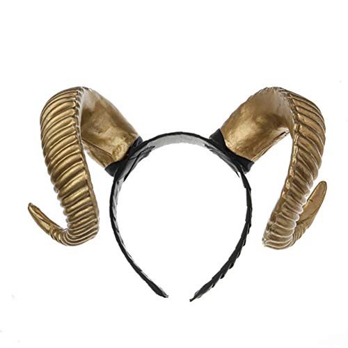 WBTY Halloween Ram Hörner Stirnband Haarreifen Cosplay Festival Kopfschmuck Weihnachten Maskerade Party Kopfschmuck (Golden) von WBTY