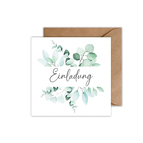 10er Set Einladungskarte Hochzeit mit Umschlag - EInladung für Geburtstag Hochzeit Feier - Klappkarte Konformation Kommunion (125 x 125 mm) von WBdesignz