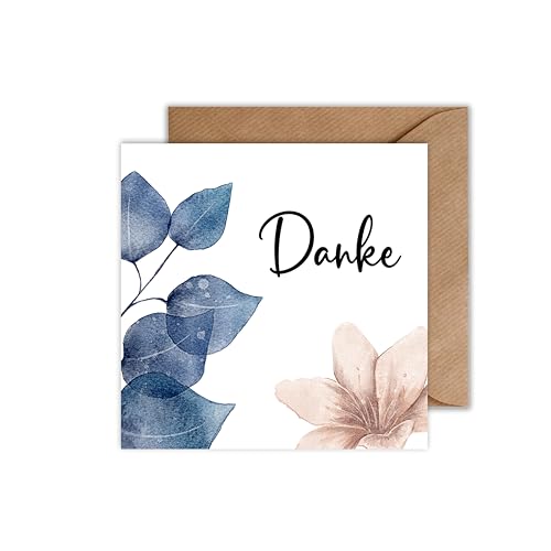 10x Dankeskarte mit Umschlag - Dankeschön Klappkarte Danksagung Hochzeitskarte und andere Anlässe Danke Karte Set (125 x 125 mm) von WBdesignz