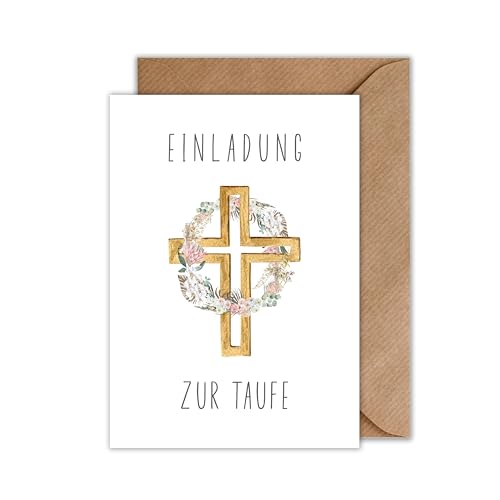 10x Karte Taufe Taufkarte mit Umschlag - Einladung zur Taufe Einladung Kartenset Kreuz - Taufgeschenk Karte zur Taufe als Klappkarte (DIN A6) von WBdesignz