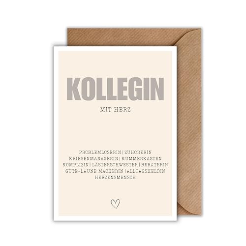 Geburtstag Karte mit Umschlag - Abschiedskarte “Kollegin mit Herz” Wertschätzung Spruchkarte Synonyme für gute Kollegin Glückwunschkarte Geschenkkarte zum Geburtstag für Frauen Jobwechsel (DIN A6) von WBdesignz