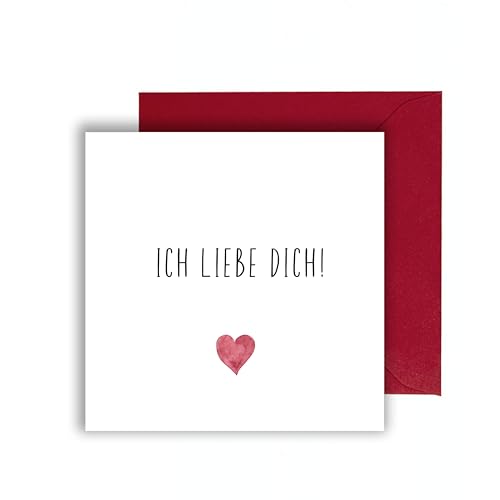 Ich Liebe Dich Karte zum Hochzeitstag Jahrestag Valentinstag als Klappkarte mit Umschlag - Geschenkkarte Beziehung Partner (15cm x 15cm mit rotem Umschlag) von WBdesignz