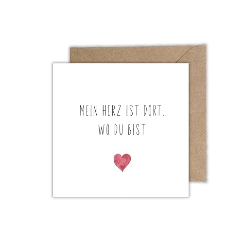 Liebes Karte "Mein Herz Ist Da Wo Du Bist" Klappkarte mit Umschlag für Valentinstag - Karte für Jahrestag Hochzeitstag Beziehung (125 x 125 mm) von WBdesignz