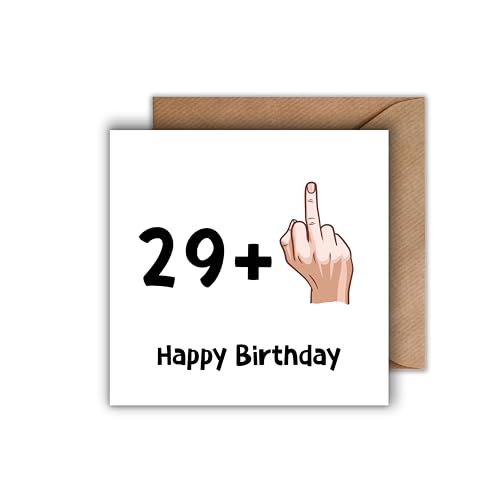 WBdesignz 30 Geschenk Geburtstag Karte mit Umschlag - Mittelfinger Glückwunschkarte zum 30. Geburtstag 29 + 1" Happy Birthday (125 x 125 mm) von WBdesignz