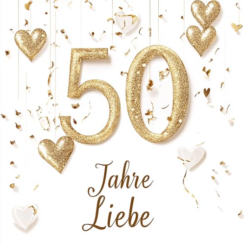 Goldene Hochzeit karte mit Umschlag - Geschenkkarte zum Jahrestag Gold Luftballons Konfetti Glitzer Herzen Glückwunschkarte zum Hochzeitstag Liebe 50 Jahre Ehe Ehepaar Jubiläum (125 x 125 mm) von WBdesignz