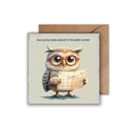 WBdesignz Birthday Karte mit Umschlag owl l8 von WBdesignz