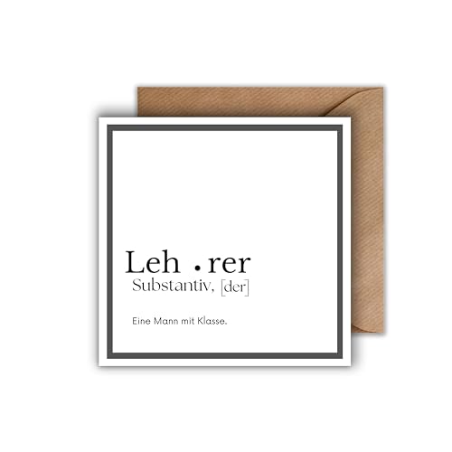 WBdesignz Dankeskarte Karte an Lehrerin mit Umschlag - charmante Dankkarte mit elegantem Spruch Herzliche Dankeschönkarte Dankkarte für Kollegen Freunde Bekannte (125 x 125 mm) von WBdesignz