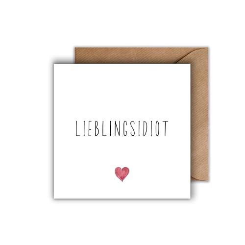 WBdesignz Geschenk Partner Geburtstagskarte mit Umschlag - Lieblingsidiot Beziehungskarte Geschenkkarte Partnerschaft Freundschaft (Quadratisch) von WBdesignz