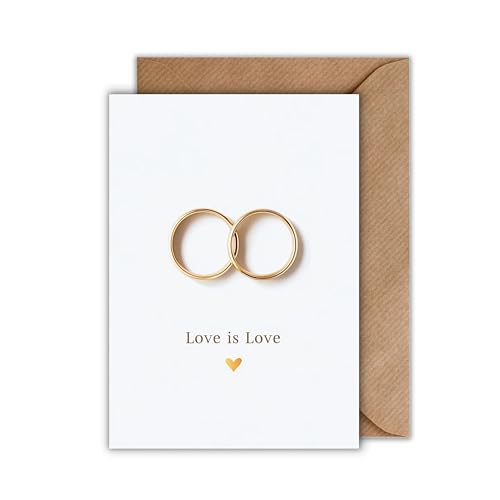 WBdesignz Karte Ringe Love is Love Gold mit Umschlag von WBdesignz