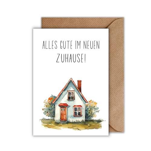 WBdesignz Einweihung Karte mit Umschlag - Einweihungskarte Alles gute im neuen Zuhause Umzugkarte Wasserfarbenstil Karte (DIN A6) von WBdesignz