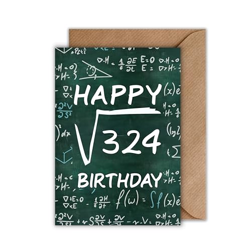 18 Geburtstag Karte mit Umschlag - Witzige Geburtstagskarte Mathe “Happy square Root of 324 Birthday” Glückwunschkarte Mathematik Geschenkkarte zum achzehnten Geburtstag Happy Birthday Karte (DIN A6) von WBdesignz