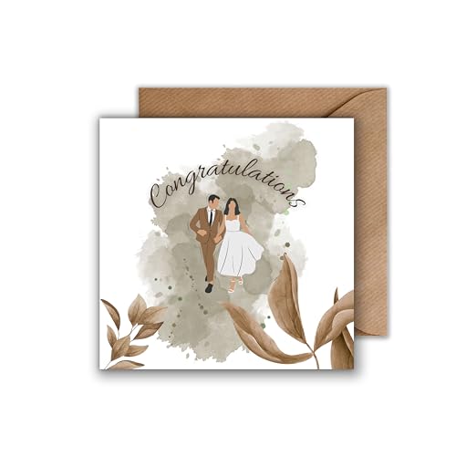 WBdesignz Karte mit Umschlag - Hochzeitskarte congratulations Hochzeit braun Karte zur Hochzeit Glückwunschkarte Hochzeit Hochzeitsglückwunschkarte von WBdesignz