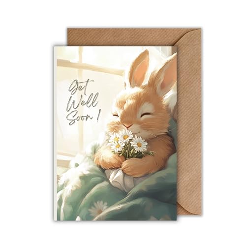 WBdesignz Karte mit Umschlag- get well soon bunny hug von WBdesignz