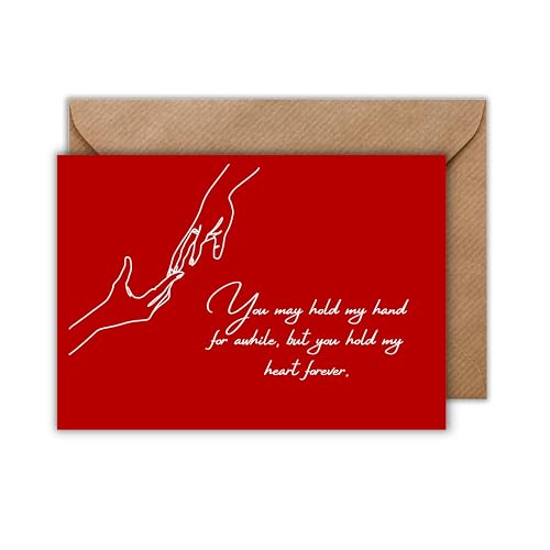 WBdesignz Valentins Tag Karte mit Umschlag - Geschenkkarte zum Valentinstag mit Spruch Liebesgeständnis Rote Liebeskarte Liebe Hände Romantik Valentinskarte für Partner Date (DIN A6) von WBdesignz