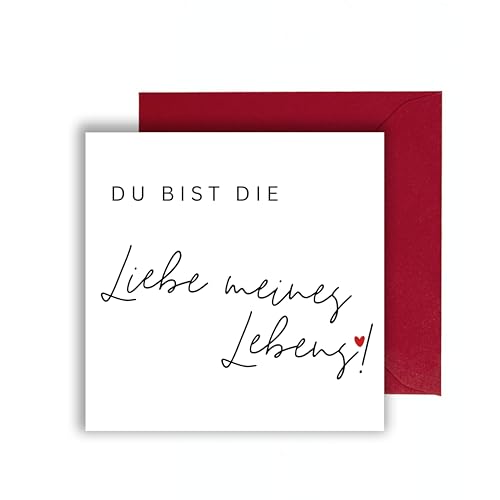 WBdesignz Premium Karte Liebe meines Lebens mit rotem Umschlag quadratisch (150mmx150mm) von WBdesignz