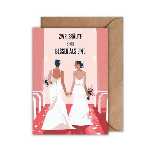 WBdesignz Queer Hochzeit karte mit Umschlag - Elegante Geschenkkarte zur Hochzeitsfeier Stilvolle Glückwunschkarte zur Trauung für Frauen Brautpaar Liebe Verlobung Hochzeitskarte LGBTQ+ (DIN A6) von WBdesignz