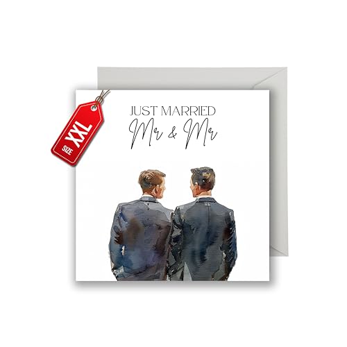 WBdesignz Queer Hochzeit karte mit Umschlag - Elegante Geschenkkarte zur Hochzeitsfeier Stilvolle Glückwunschkarte zur Trauung für Männer Verlobung Hochzeitskarte LGBTQ+ Gay Love (XXL 22cm x 22cm) von WBdesignz