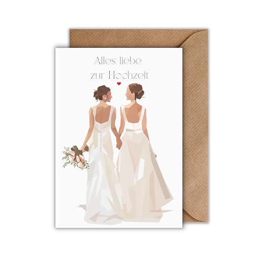 WBdesignz Queer Hochzeitskarte mit Umschlag - Stilvolle Glückwunschkarte zur Trauung für Frauen Schöne Geschenkkarte zur Hochzeitsfeier Brautpaar Liebe Verlobung LGBTQ+ (DIN A6) von WBdesignz