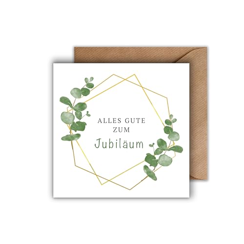 WBdesignz Stilvolle Jubiläum Geburtstag Karte mit Umschlag - Schlichte Geburtstagskarte “Alles Gute zum Jubiläum” Glückwunschkarte Herzliche Jubiläumskarte Happy Birthday Karte (125 x 125 mm) von WBdesignz