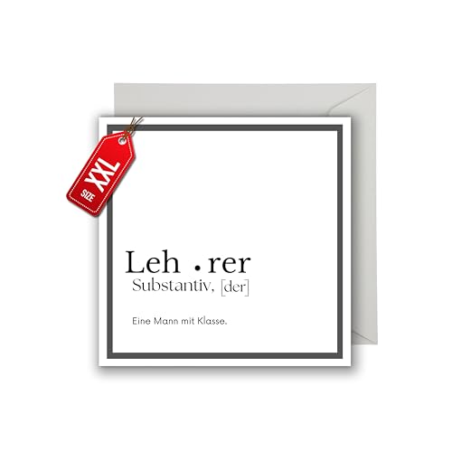 WBdesignz Lehrer Geburtstagskarte mit Umschlag - Lehrer Geschenkkarte als Geschenk für Lehrerabschied Klassenlehrer Karte (XXL 22cm x 22cm) von WBdesignz