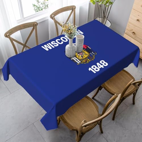 WCXTHGFA Wisconsin Tischdecke mit Staatsflaggen-Druck, rechteckig, weiches Pfirsichhautgewebe, für Party, Weihnachten und den täglichen Gebrauch von WCXTHGFA