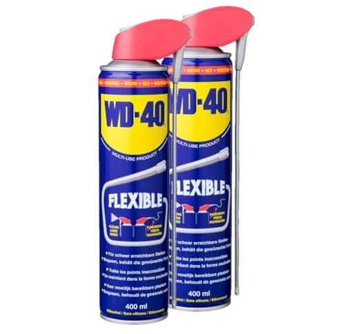 WD-40 Schmieröl, 2x400ml, Dose mit biegsamen Sprührohr, Schmiermittel, Kriechöl, 400g, Verhinderung von Korrosion, Allgemeine Maschinenschmierung von WD-40