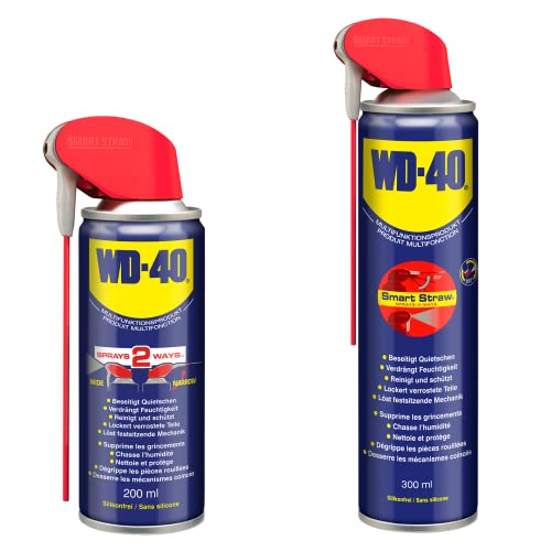 WD-40 Multifunktionsspray Smart Straw 500ml (2x200ml + 300ml) - Metall, Wechselbarer Sprühkopf, Multifunktionsöl von WD-40