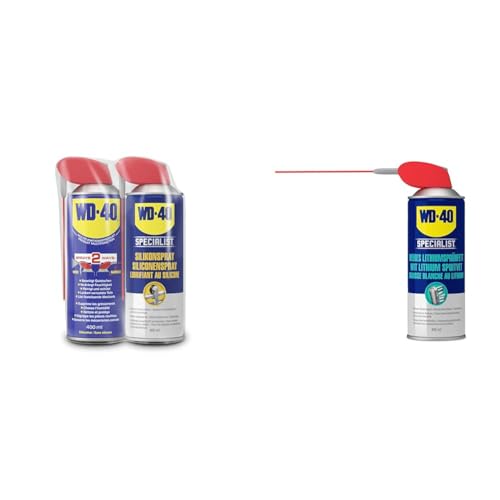 WD-40 Smart Straw 400ml + WD-40 Specialist Silikonspray 400ml & Specialist Weißes Lithiumsprühfett Smart Straw 400ml von WD-40