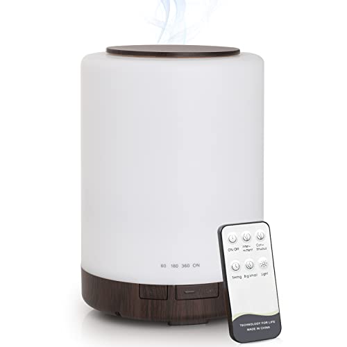 WD&CD Aroma Diffuser, 300ML Ultraschall Luftbefeuchter Aromatherapie Öle Diffusor, Aroma Diffuser für Duftöle mit 7 Farben LED für Zuhause Büro Oder Yoga - Dunkelbraun von WD&CD