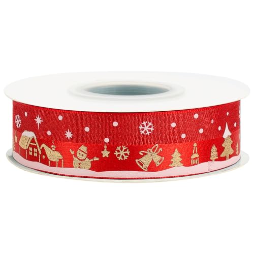 WDAGEOT Weihnachts-Ripsband, 2,5 cm x 20 m, verwendet für Schleifensträuße, Geschenkverpackungen, Hochzeiten, Einladungen, Blumendekoration, Bastelarbeiten, Rot / Bunt von WDAGEOT