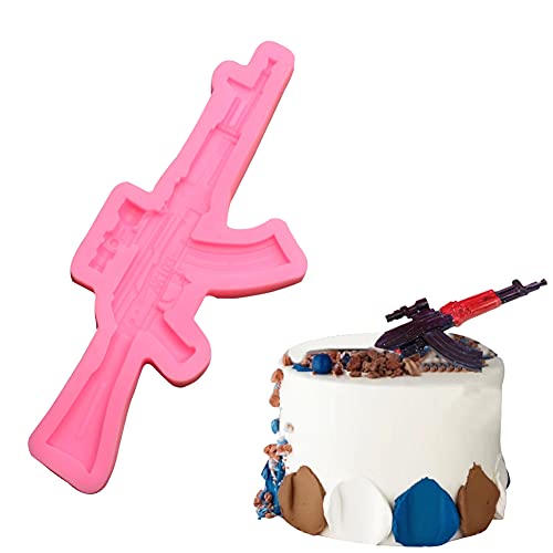 WonDerfulC Simulationspistole / Submachine Gun Silikon Fondant Formen DIY Weihnachten Kuchen Backen Werkzeug Harz Schokolade Ton Herstellung Dekoration (Maschinenpistole) von WDC