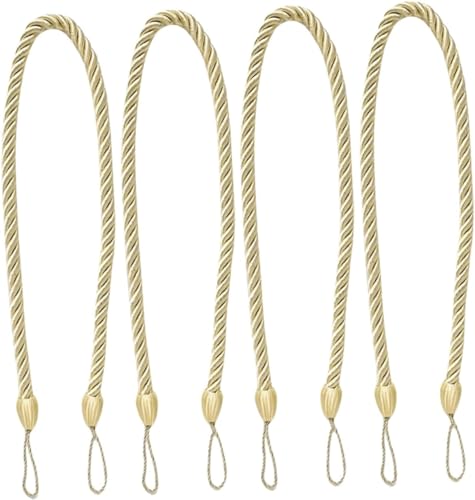 WDCDYQDH 4er-Pack Vorhang-Befestigungsbänder aus Oxford-Seil, Vorhangbefestigung, Blumenständer, dekorativ (Gold x 3 Stück 76 x 0,7 cm x 5 Stück) (Beige 76 x 0,7 cm) von WDCDYQDH